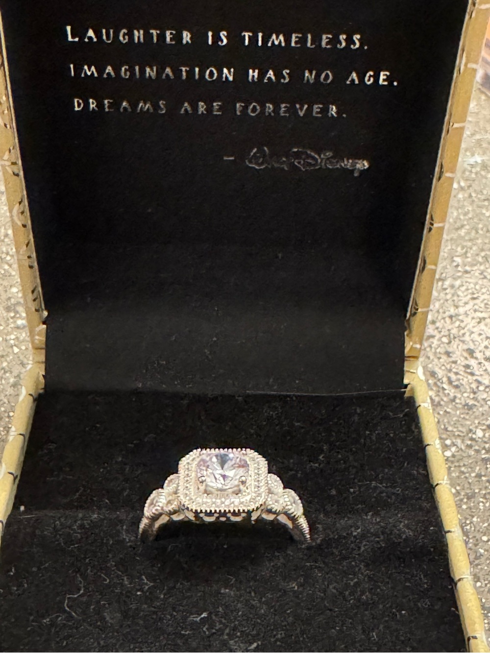 Disney Silver-Tone Halo Ring with Clear Center Stone